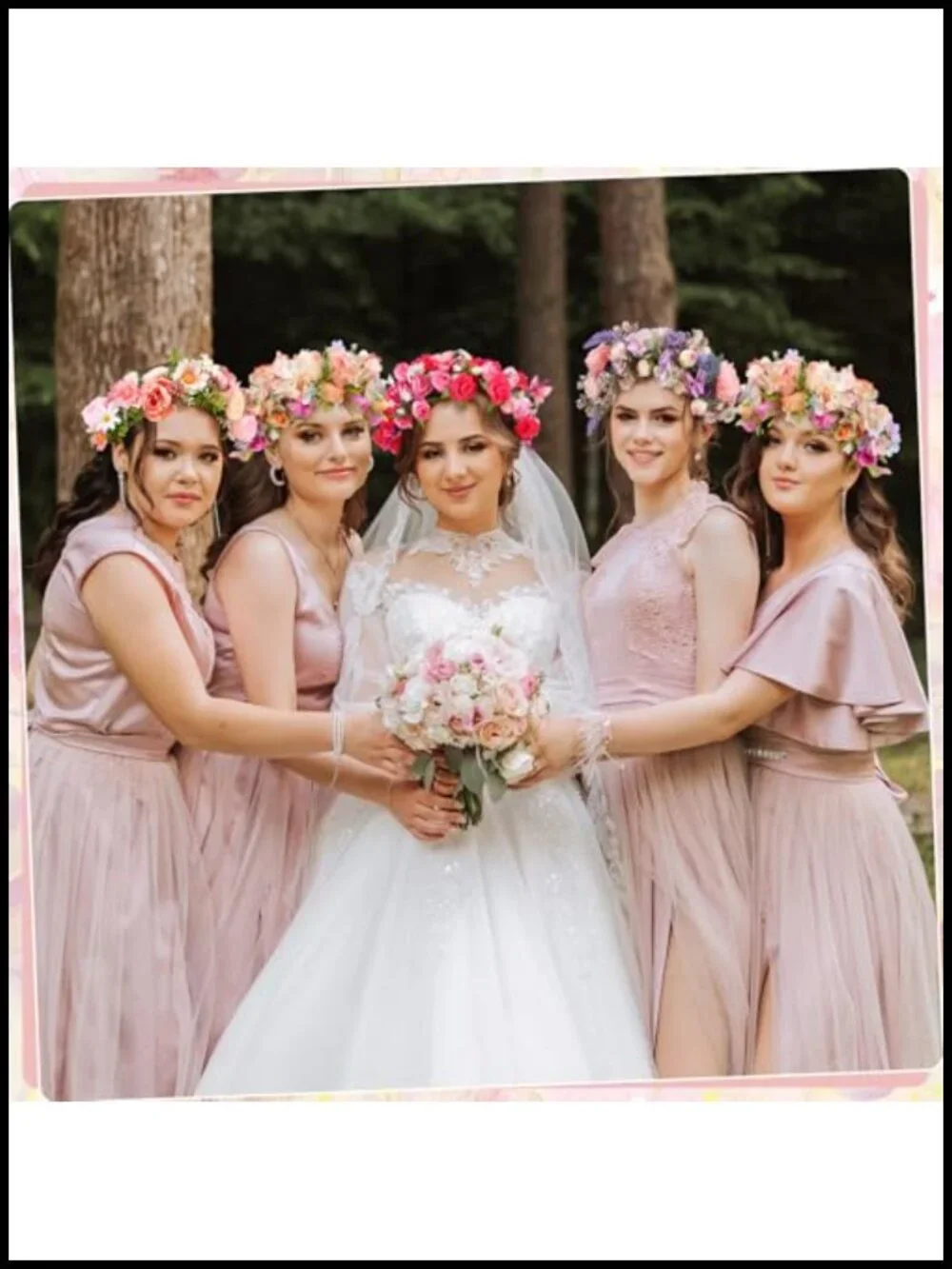 4-Piece Floral Crown Headbands Set for Women Adjustable Wedding Hair